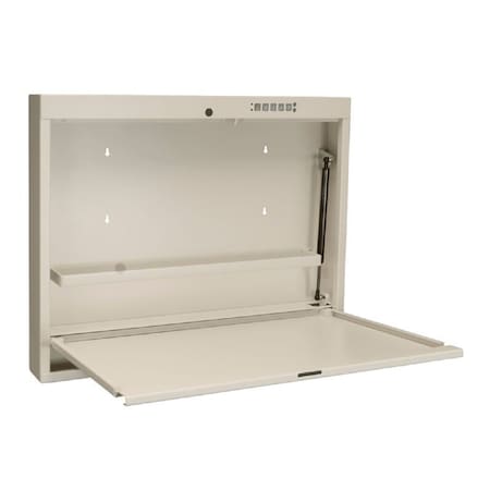 Omnimed Mountable Wall Desk with Modern E-Lock In Beige (23.75"H X 30"W X 4"D) 291520_BG